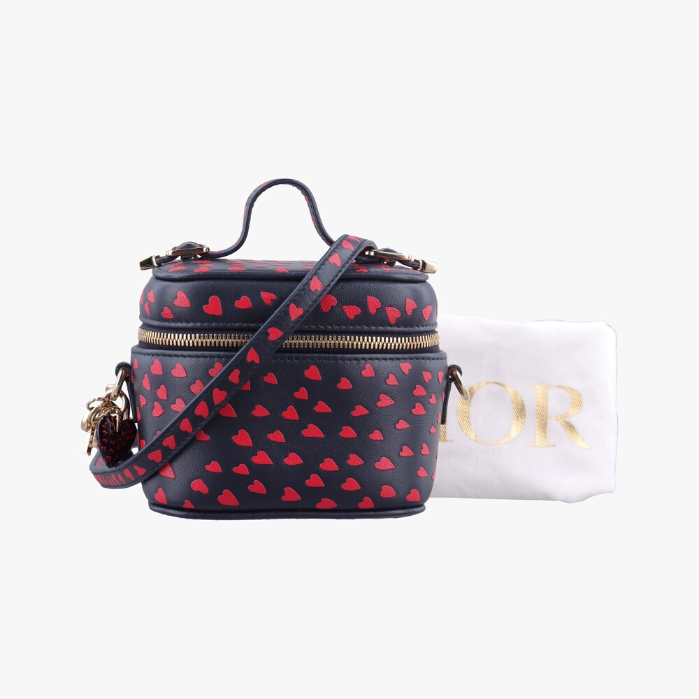 Christian Dior Vanity Case Leather Red Black